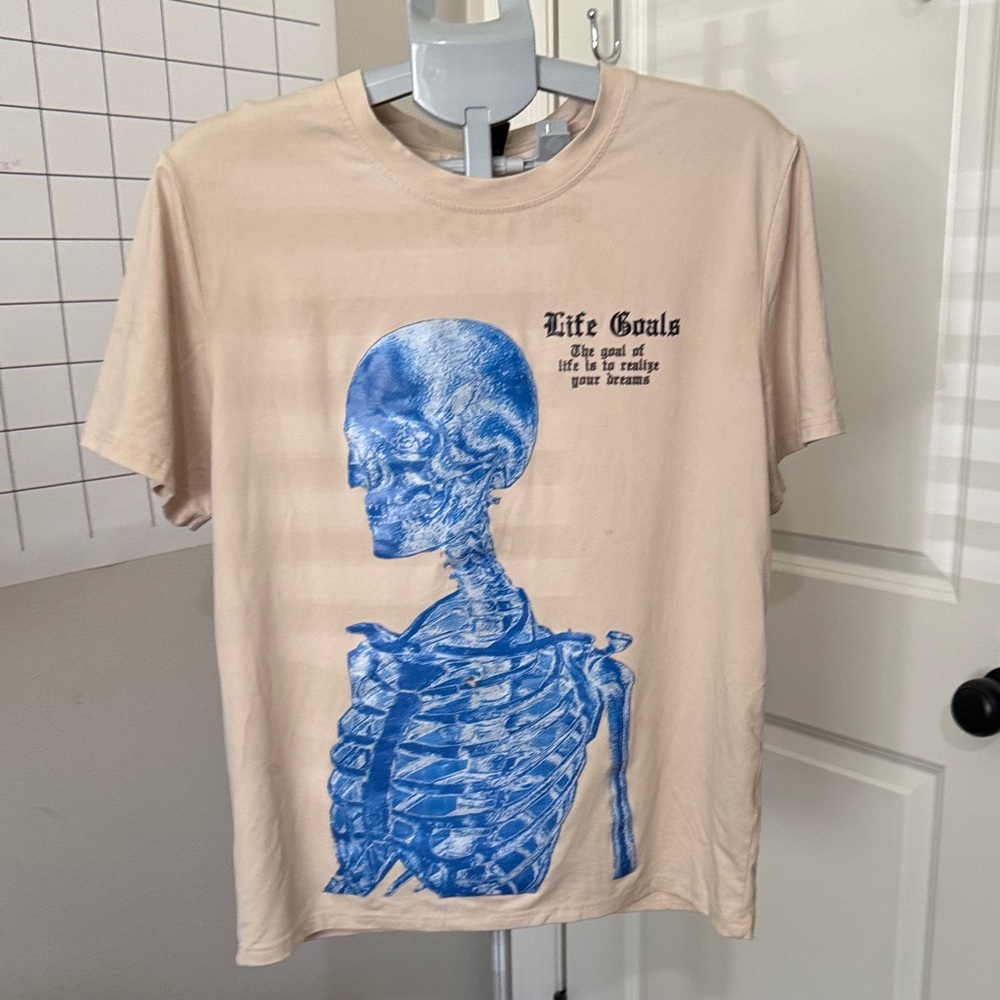 ROMWE Life Goals Cream Garment with Black Label